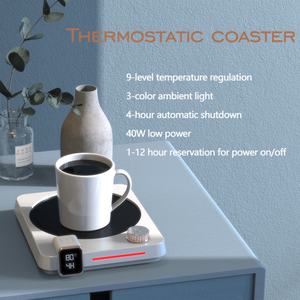 แผ่นอุ่นขวดนมแบบเสียบปลั๊ก 40W 9 ระดับ 40-80 ℃   ที่รองแก้วอัจฉริยะควบคุมอุณหภูมิ ใช้ได้ทั้งที่บ้านและที่ทำงาน สำหรับกาแฟ/ชา/นม/น้ำร้อน - Product Image 4