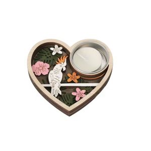 Portavelas de Madera Tallado en Forma de Corazón con Flamencos, Multicapa, para Decoración de Mesa Festiva, Hogar y Fiestas - Product Image 3