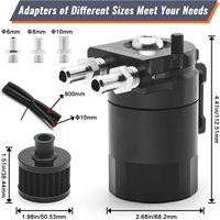 Tanque de Captura de Aceite de Aluminio con Deflector, Redondo, de 300 ml, para Carreras, Mini Filtro de Aire Universal para Motores de Camiones