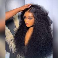 Wig Rambut Asli Brasil Grosir Hd Lace Frontal Afro Kinky Curly Tanpa Lem Wig Rambut Alami Afro untuk Wanita Kulit Hitam