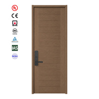 Porte en bois ignifugée UL 20~90 minutes, porte coupe-feu acoustique pour hôtel commercial, porte simple en bois résistant au feu et cadre