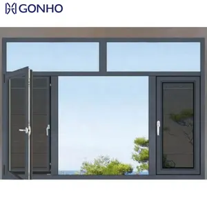 Isolamento acústico de alumínio personalizado para janelas de batente de vidro estilo francês moderno GONHO para casa