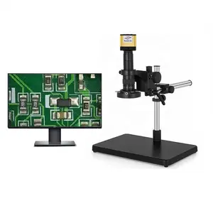 Boshida HD2003-A08 digital measurement video microscope with boom arm stand and PCB/industry inspection with LED illumination
