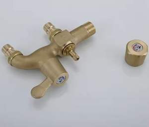 Rubinetto per Lavatrice Wayon in Ottone Massiccio a Doppia Uscita Montato a Parete con Maniglia a Farfalla Modello Vintage Oro WW-SLT - Product Image 6