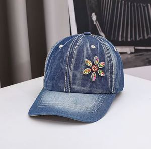 Nouvelle casquette de baseball en jean tendance automne, motif tropical, coupe-vent, décorée de diamants colorés, pour couple - Product Image 2