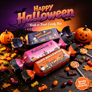 Sac en papier pour emballage cadeau de biscuits fantômes d'Halloween, boîte de bonbons pour enfants, stock disponible, décoration de fête, conteneur de cadeaux - Product Image 1