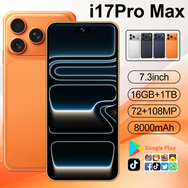 I7 Pro Max Smartphone Mobile Phones 5G Dual SIM Dual Standby 16GB+1TB 8000mAh Battery I17 Pro Max P-OLED Display Mobile Phone