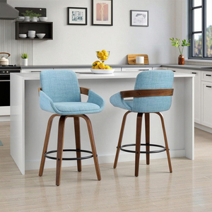<span class=keywords><strong>Chaise</strong></span> <span class=keywords><strong>de</strong></span> <span class=keywords><strong>bar</strong></span> moderne <span class=keywords><strong>en</strong></span> noyer pivotante à 360° <span class=keywords><strong>avec</strong></span> dossier et accoudoirs <span class=keywords><strong>en</strong></span> <span class=keywords><strong>tissu</strong></span> pour cuisine, salle à manger, extérieur, centres commerciaux - Couleur bleue - Product Image 6