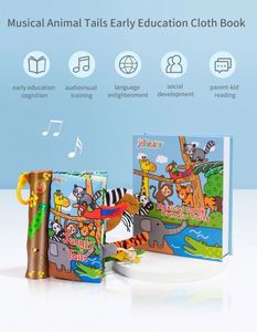 JOLLYBABY Tails, Juguetes Educativos para Bebés, <span class=keywords><strong>Libro</strong></span> <span class=keywords><strong>de</strong></span> Tela Suave con Música, Logotipo Personalizado, Animales <span class=keywords><strong>de</strong></span> Granja Musicales - Product Image 4