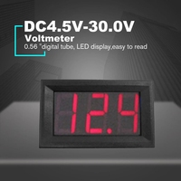Voltmètre numérique DC4.5V-30.0V pour voiture, bateau, moto, affichage LED 0,56 pouce, mini testeur de tension, ampèremètre