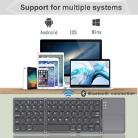 Clavier Bluetooth pliable personnalisé à trois volets AZERTY, clavier sans fil pliable rechargeable portable avec pavé tactile