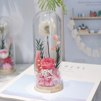 Großhandel Konservierte Löwenzahn-Blumen in Glaskuppel, Ewige Blumenarrangements, Geschenk für Feiertage, Muttertag, Valentinstag, Neujahr
