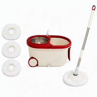 Ensemble serpillière rotative avec seau, distributeur de savon et bouchon de vidange 360° °   Serpillère rotative en acier inoxydable pour nettoyage humide et sec des sols OEM/ODM