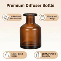 Bouteille diffuseur en verre brun 150 ml/5 oz vide rechargeable, récipient d'aromathérapie pour huiles essentielles, ensembles de verre estampé or DIY