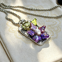 Collier pendentif perle baroque irisée violette, chaîne en acier titane anti-ternissement, bijou de mode unique, cadeau, Colar De Perola
