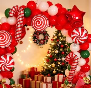 Wholesale Red Candy Cane <b>Balloon</b> <b>Arch</b> Set Christmas Themed Holiday Party Outdoor Decorations - Product Image 3