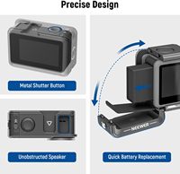 NEEWER Action 4 Action 3 Cage de caméra, plate-forme vidéo de protection en métal pour Osmo Action 4 3 Compatible avec DJI Mic, avec Cold Shoe, 1