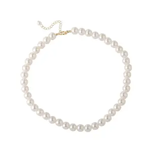 Collar de perlas delicado redondo gargantilla de perlas de imitación collar de perlas de boda joyería delicada para mujer
