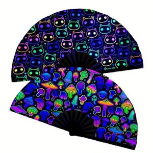 Grand éventail pliant de 33 cm pour la danse chinoise et japonaise, festival de musique, avec dégradé réfléchissant, en bambou, pour cadeau d'Halloween - Product Image 3