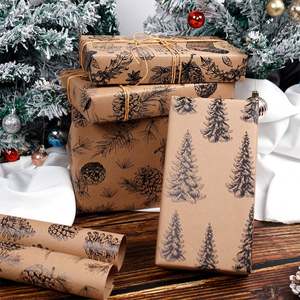 Wholesale 80g Double-Sided Kraft Print <b>Christmas</b> Custom 43cm X 10m Roll Wrapping Paper for Packaging - Product Image 3