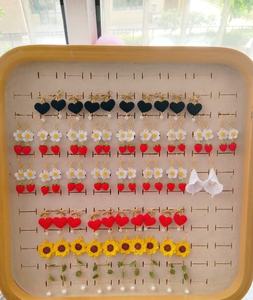 أقراط كروشيه قطنية كروشيه أقراط عباد الشمس خيوط دانتيل فاكهة 14 قيراط مطلية بالذهب أقراط كروشيه متدلية مثقوبة - Product Image 4