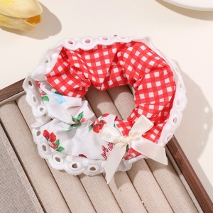 Grande élastique à cheveux décontractée faite à la main, avec nœud en dentelle et motif fraise, style champêtre, haut de gamme, pour <span class=keywords><strong>chignon</strong></span> - Product Image 6
