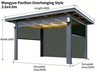 Pergola de jardin en alliage d'aluminium, style chinois moderne, petite, pour villa, imperméable, coupe-vent, sur mesure