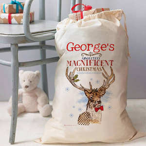 Personalized Christmas <strong>Story</strong> <strong>Sack</strong> Popular Printing Carton Cartoon Grey Reindeer Tree Santa Canvas <strong>Sack</strong> - Product Image 5