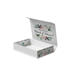 Boîte cadeau magnétique de luxe personnalisée de 2mm d'épaisseur vide demoiselle d'honneur proposition fleur fille demoiselle d'honneur boîte avec gaufrage pour crème pour le visage - Product Image 4