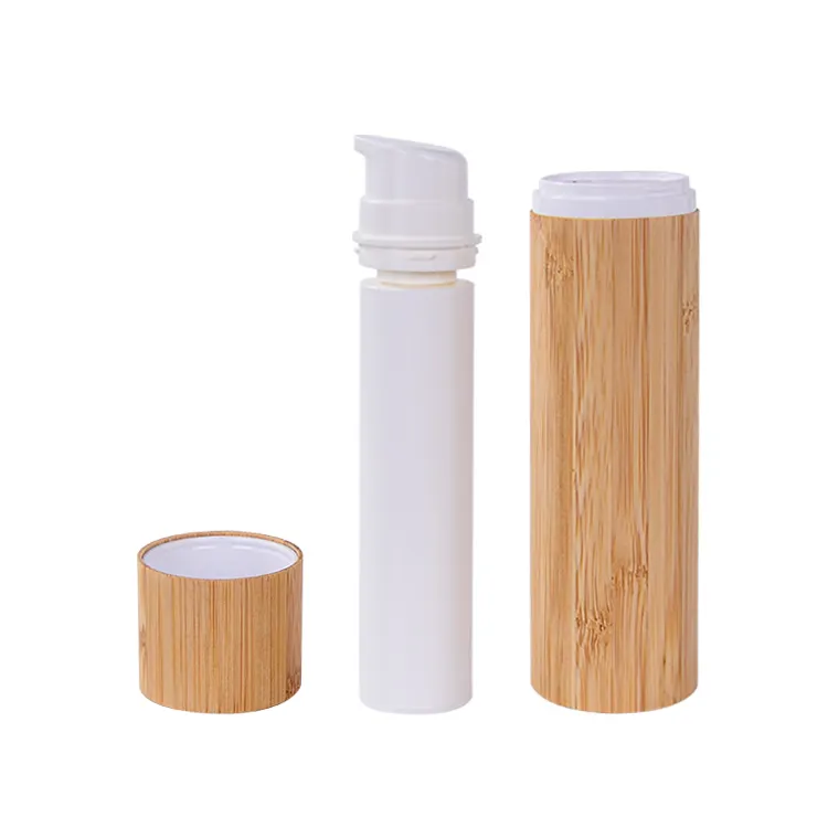 Bamboo Products Nature Color Lotion Bottle Round Shaped Cosmetic Spray Pump Bottles