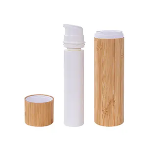 Prodotti di bambù bottiglia di lozione di colore naturale bottiglie di pompa Spray cosmetica di forma rotonda
