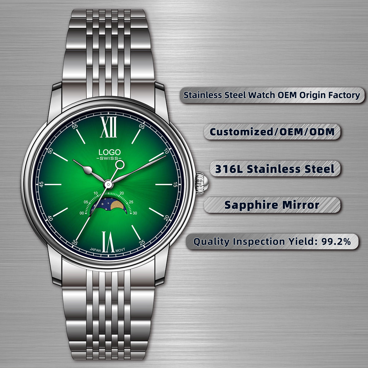 สีเงิน/สีเขียว