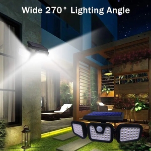 Waterproof Adjustable Courtyard Yard Lighting Wall Lamp Led Solar Garden Wall <strong>Light</strong> 3 Head Security <strong>Lights</strong> Motion <strong>Sensor</strong> Outdoor