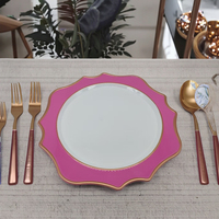 Assiette de Présentation Artisanale en Plastique PP Écologique Réutilisable de 13 Pouces pour Hôtels, Maisons et Mariages – Vente en Gros