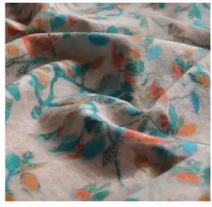 Summer thin digital printing ramie cloth high-end small floral cotton linen fabric skirt linen fabric-007