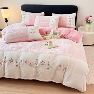 Set quattro pezzi in pile di latte intagliato in stile <span class=keywords><strong>francese</strong></span> <span class=keywords><strong>lenzuola</strong></span>, federe, copripiumino - Product Image 2