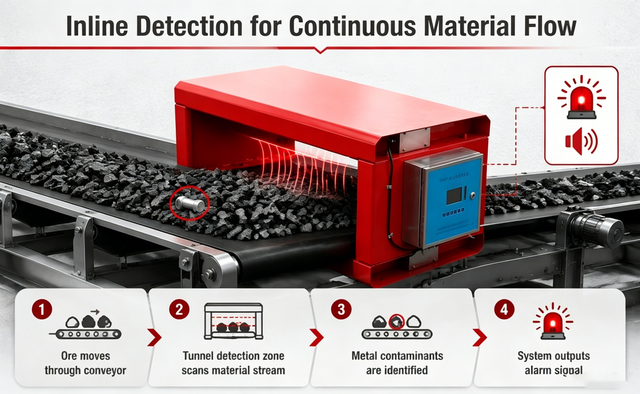Metal Detectors for Cement Chemical Industries Coal Mines Ore 20mm Sensitivity LCD Screen Buzzer Alarm CE ISO9001 Certified
