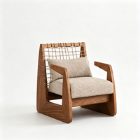 Fauteuil simple en bois massif de luxe pour chambre à coucher, salon, personnalisable, moderne, avec coussin en tissu doux