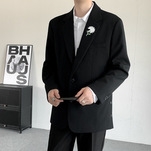 <span class=keywords><strong>Blazer</strong></span> da Uomo Casual Monopetto Vestibilità Ampia con Ricamo Margherita e Spilla per Abiti da Lavoro Quotidiani - Product Image 1