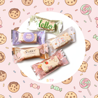 MOQ 100 pièces Emballage jetable personnalisé en PET/PE de qualité alimentaire, scellé sur 3 côtés, échantillon gratuit, scellage à chaud, pour bonbons faits main, nougats et biscuits
