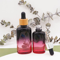Botol kaca 60ml, kemasan kosmetik minyak kosong mewah dengan pipet kerah bambu