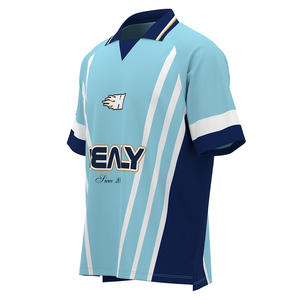 T-shirt ample respirant à col en V imprimé rayures HEALY, style streetwear, avec blocs de couleur, maillot de football personnalisé par sublimation - Product Image 2