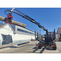 Grue Forestière Hydraulique Personnalisée de 7,8m avec Grappin à Bois, Machine Chargeuse de Bûches Mobile avec Béquille Hydraulique