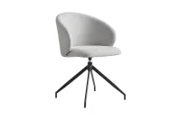 Chaise de salle à manger pivotante sans accoudoirs à coque incurvée en tissu texturé PU moderne pour la maison, le bureau et la salle de bain (DC-5009)