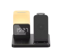 Multifunctionele 6-in-1 draadloze oplader met wekker & LED-lamp, snelladen voor smartwatch & oordopjes, 5V/3A uitgang