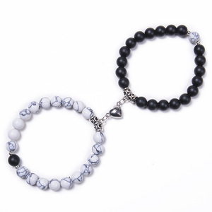 Gelang Batu Alam Turquoise DAIHE Fashion, Gelang Manik Kristal Cantik dengan <span class=keywords><strong>Magnet</strong></span> Hati untuk Pasangan - Product Image 4