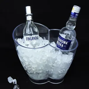 Cubo de hielo de plástico transparente para bar, enfriador personalizado para bar nocturno, cerveza, champán, vino, venta al por mayor