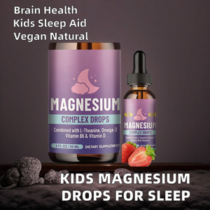 Gouttes liquides orales de glycinate de magnésium pour enfants pour le sommeil, la mémoire, la santé cérébrale, les oméga-3, la vitamine B6, D3, la L-théanine - Product Image 4