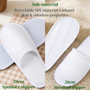 कस्टम लोगो थोक आराम होटल चप्पल ब्रश कपड़े पहने हुए कपड़े के रंग विरोधी पर्ची डिस्पोजेबल मखमली अतिथि चप्पल - Product Image 2