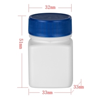 Flacons carrés blancs en PE de 40 ml avec bouchon à vis bleu côtelé – Contenants en plastique vides pour le stockage de médicaments et de comprimés en pharmacie